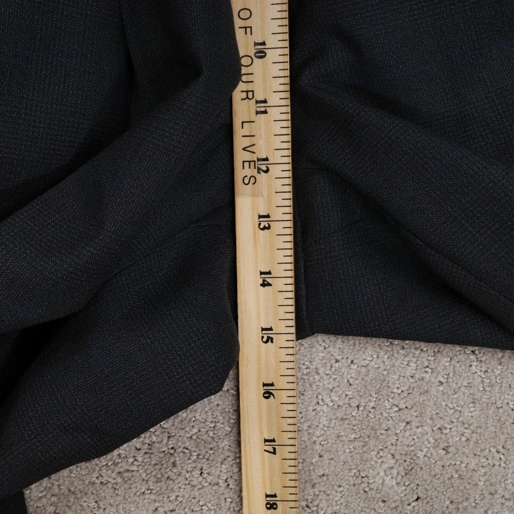 Ralph Lauren Suit Men 40T 36W 32L Black Blue Windowpane Plaid‎ 3 Button Wool VTG
